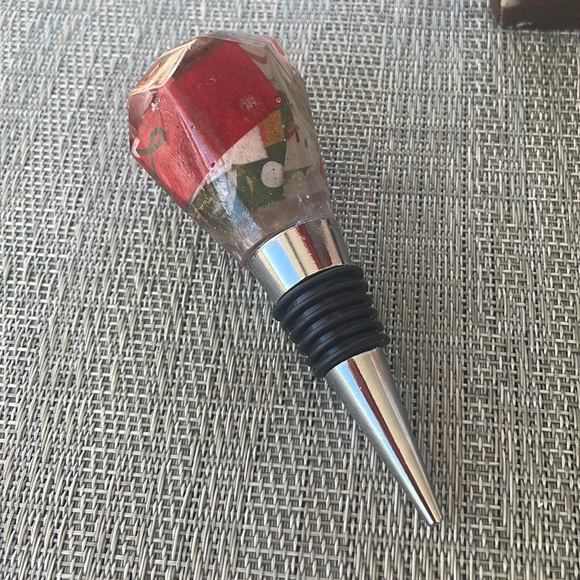 XMAS Handmade Festive Holiday Diamond Top Wine Stop Red - Picture 7 of 13